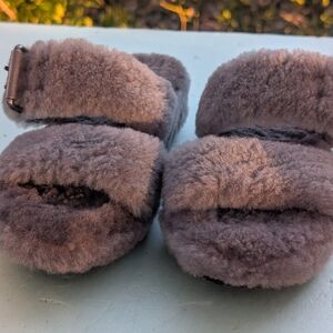 UGG Gray Fluffy Sandals